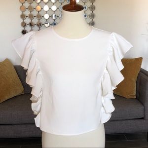 White Ruffle Crop Top